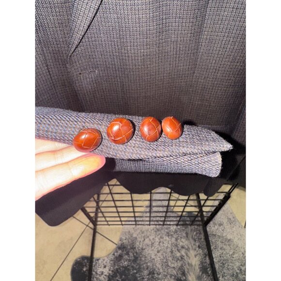 Austin Reed Blazer Sport Jacket 46L Wool Blend Brown Houndstooth Elbow Patches - Picture 5 of 14